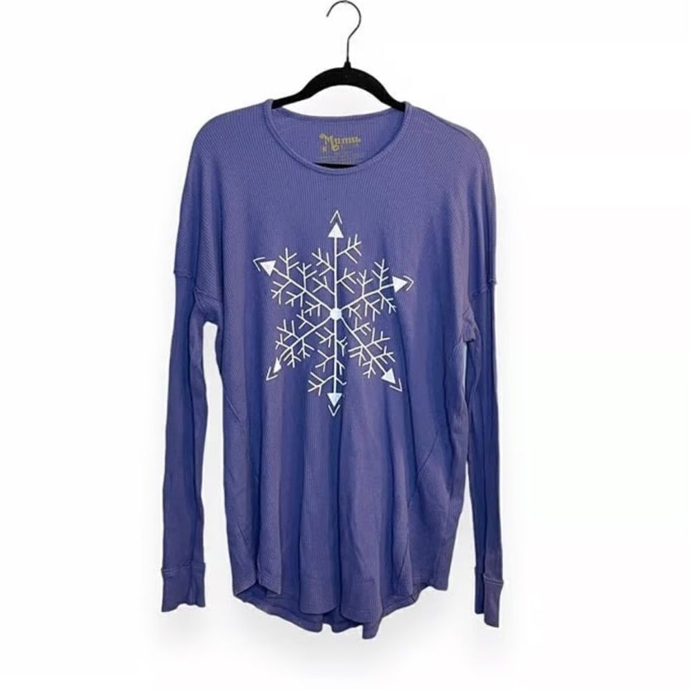 Show Me Your Mumu Crewneck Snowflake Thermal Knit Long Sleeve ❄️